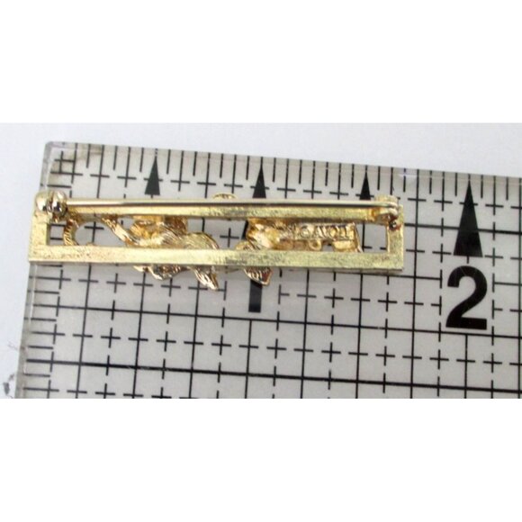 Avon Gilded Glory Bar Pin With Original Box - Vintage 80s Jewelry - Goldtone Flo - Picture 7 of 7
